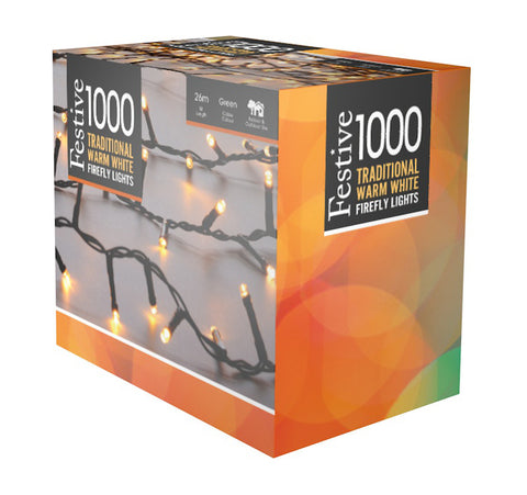 1000 Firefly Traditional Warm White Christmas Lights