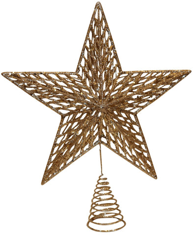 Gisela Graham Gold Glitter Moulded Christmas Tree Top Star