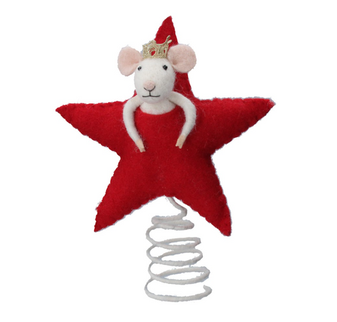 Gisela Graham Wool Mouse Tree Top Star