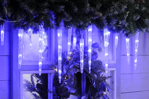 24 Colour Changing Icicle Lights Ice White and Blue