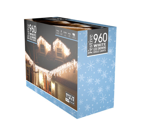 960 Snowing Icicle Lights Ice White