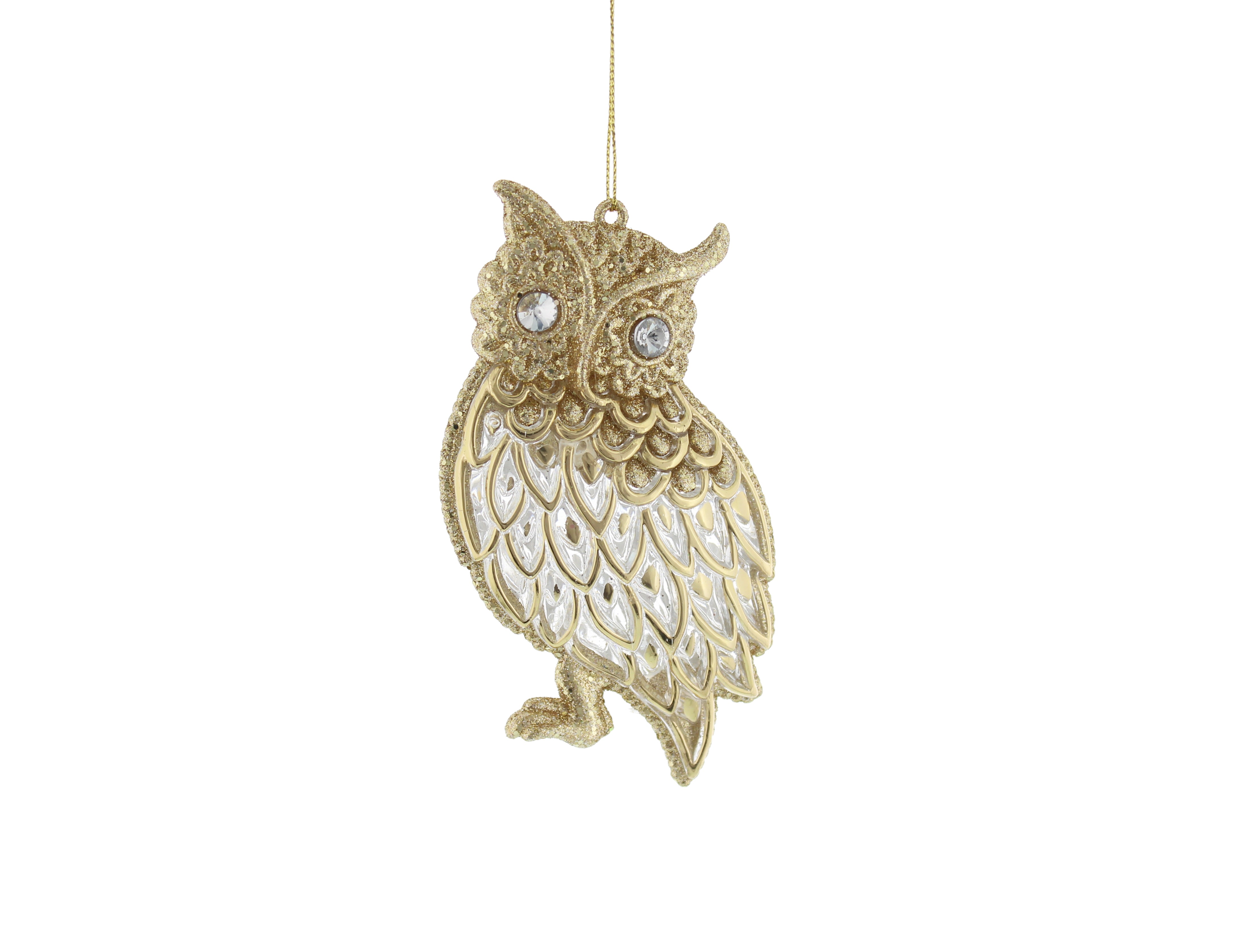 Clear and Gold Owl Decoration