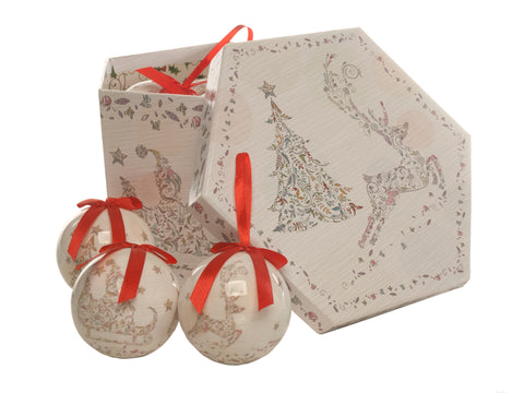 Deer, Tree and Sleigh Decoupage Baubles Set