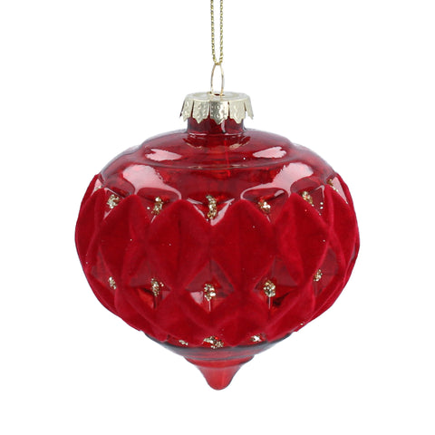 Gisela Graham Red Faceted Glass Bauble