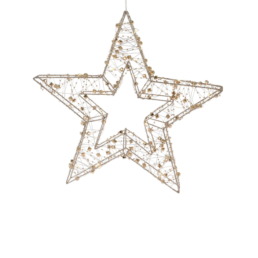 Gold Open Star with Diamond LED Lights 40cm
