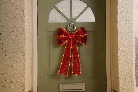 Lit Red Bow Decoration