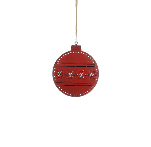 Metal Red Hanging Decoration with Snowflakes