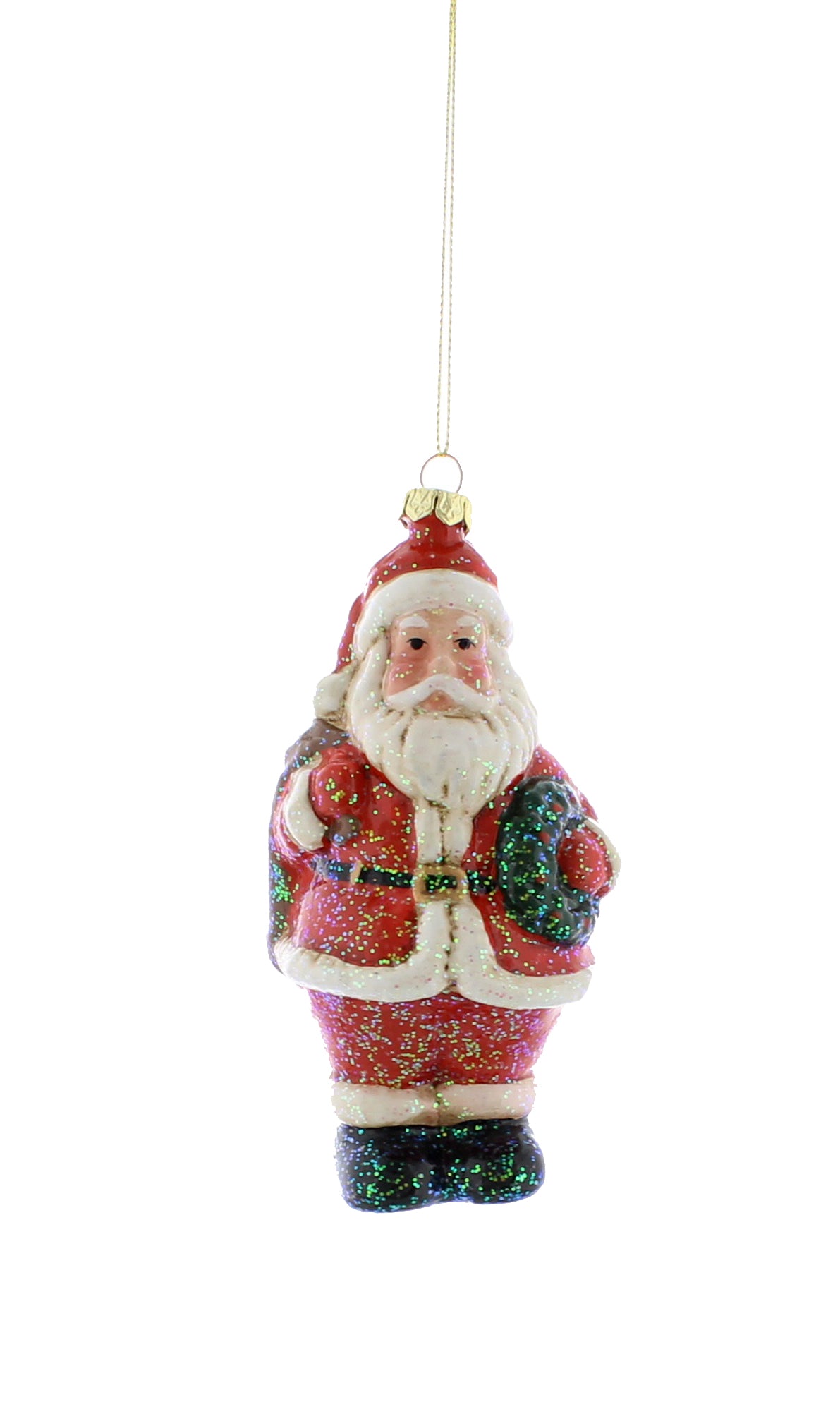 Red and White Frosted Santa Decoration