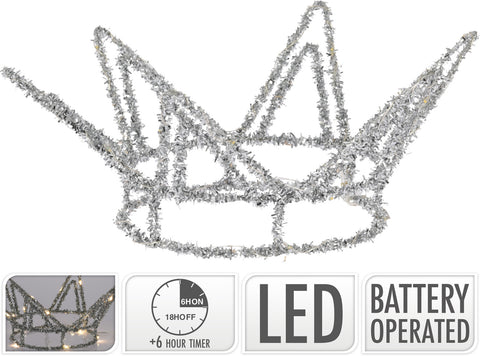 Silver Tinsel LED Crown