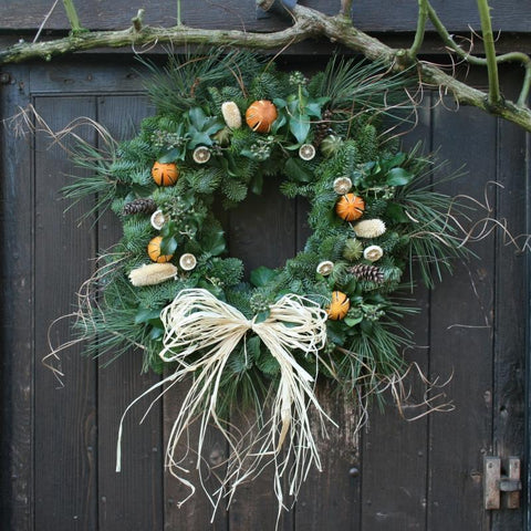 Luxury Real Christmas Wreath with Fruit, 20 inch, from Pines and Needles