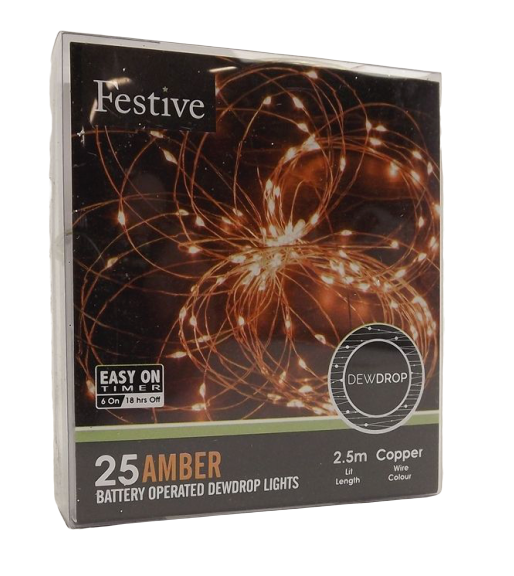 Buy 25 Battery Dewdrop Amber Lights | Pines And Needles — Pines and Needles