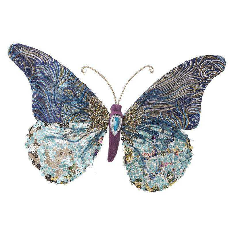 Blue Fabric Butterfly Clip