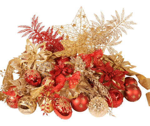4ft Deluxe Christmas Tree Red and Gold Christmas Decoration Set from Pines and Needles