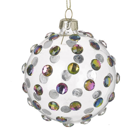 Clear Glass Bauble with Iridescent Gems