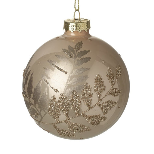 Buy Gold Leaf Patterned Glass Bauble from Pines and Needles