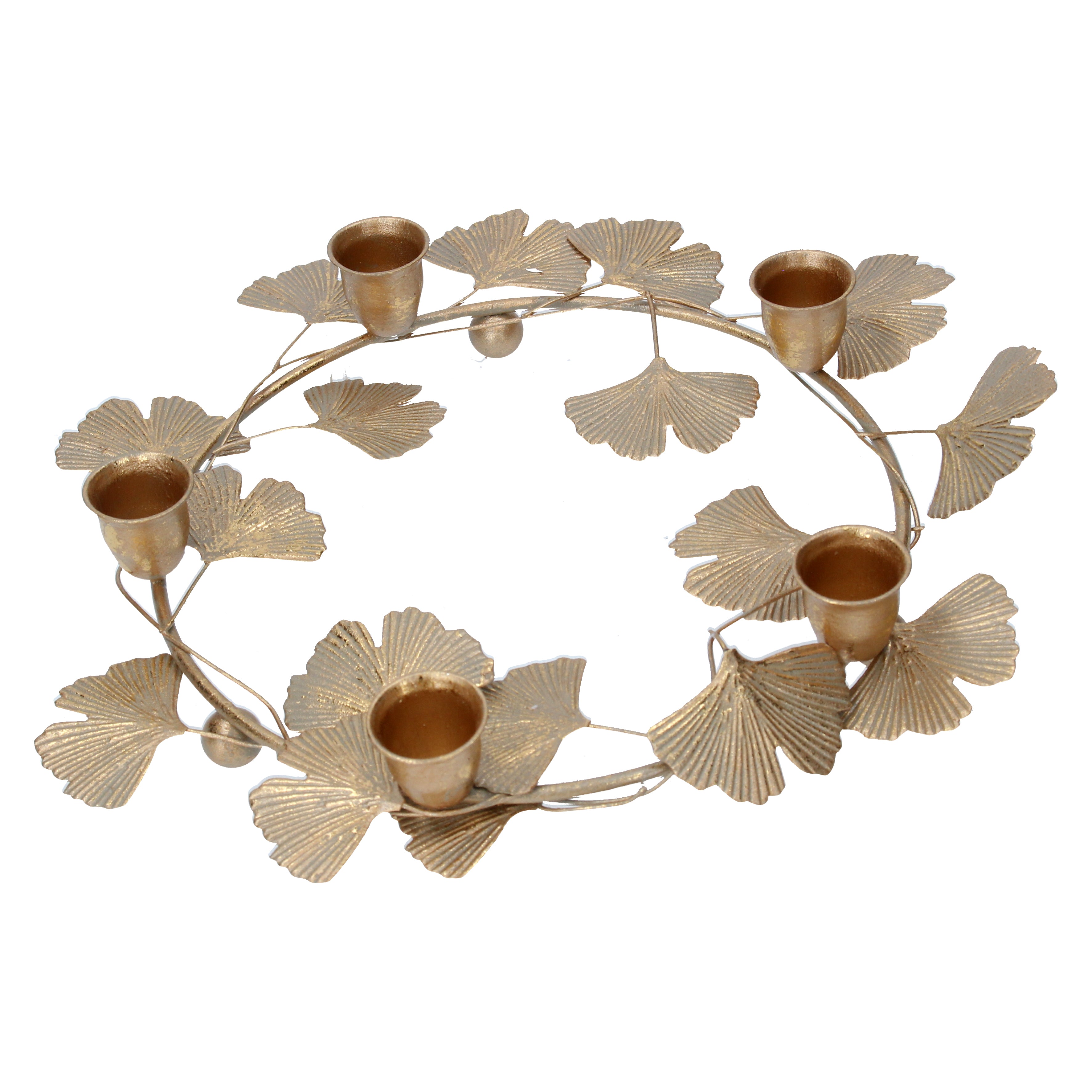 Gisela Graham Gold Metal Leaf Candle Holder from Pines and Needles