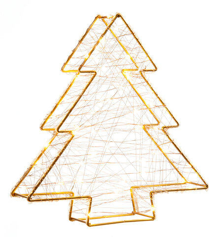 Lit Gold Christmas Tree, 29cm