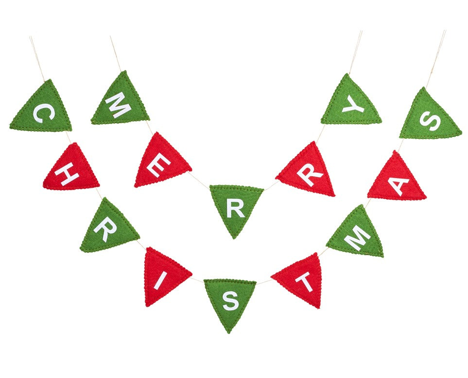 merry christmas felt bunting in red and green
