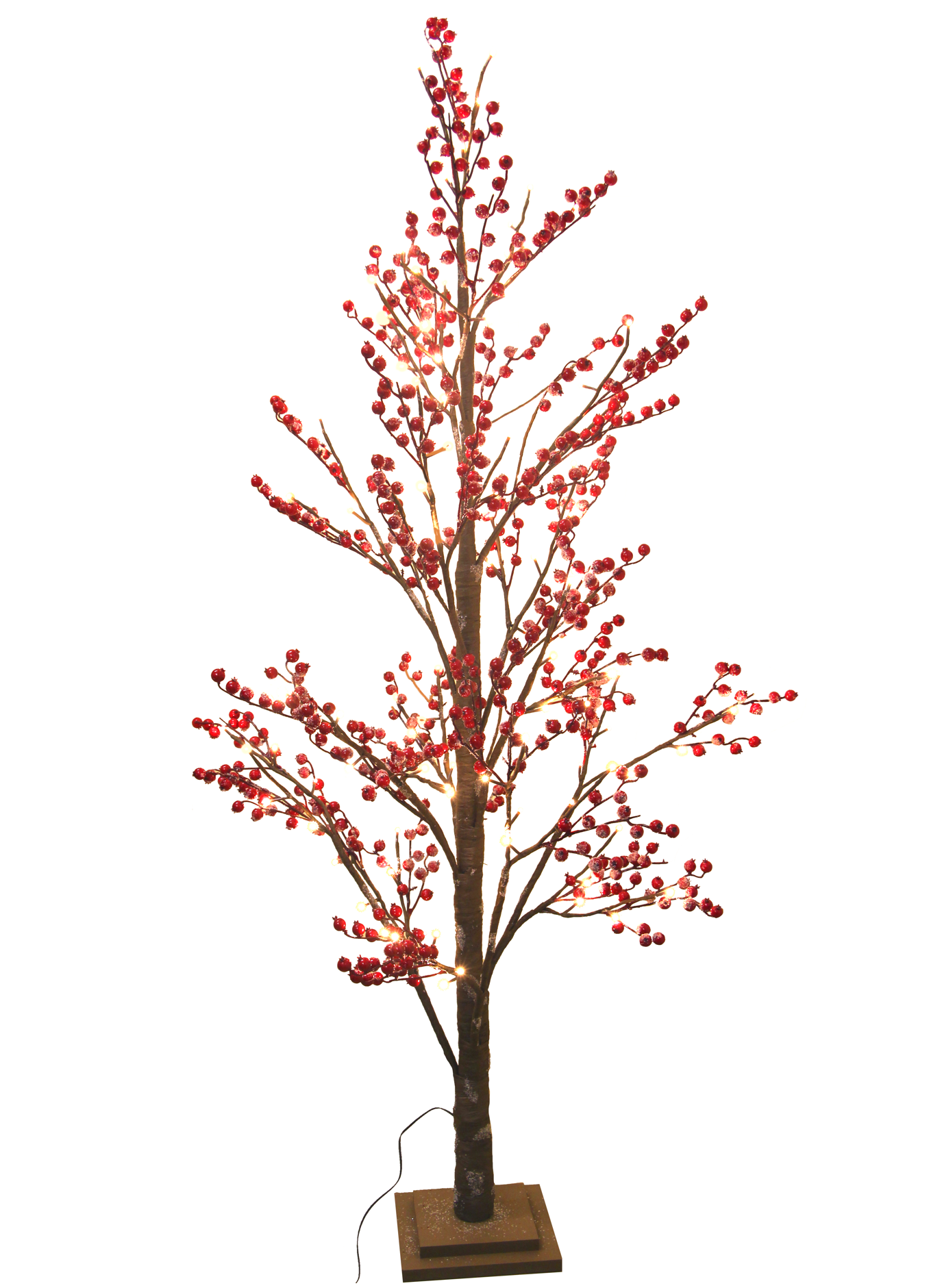 Gisela Graham Red Berry Twig Tree with Lights, 1.5m
