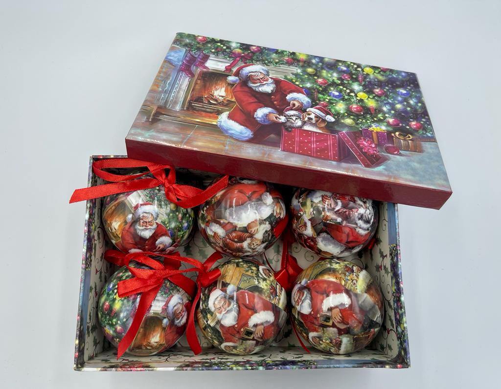 Santa Decoupage Baubles, set of 6 from Pines and Needles