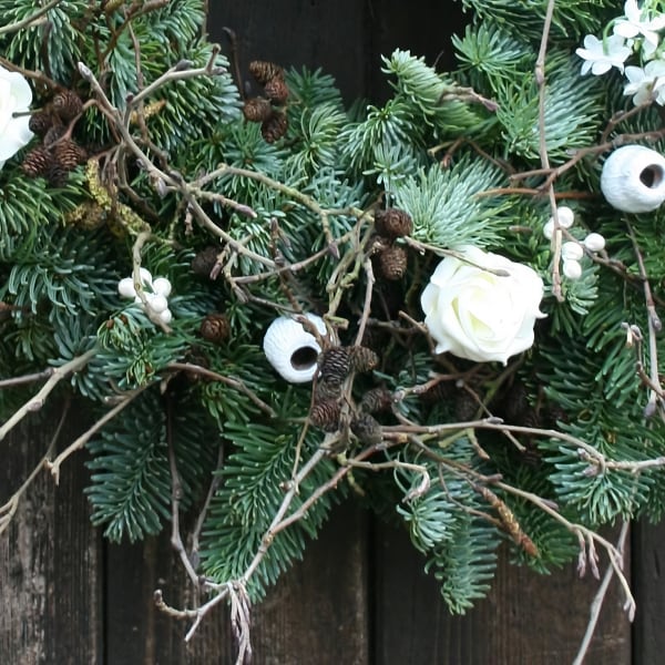 White Real Christmas Floral Garland - 6ft long - from Pines and Needles