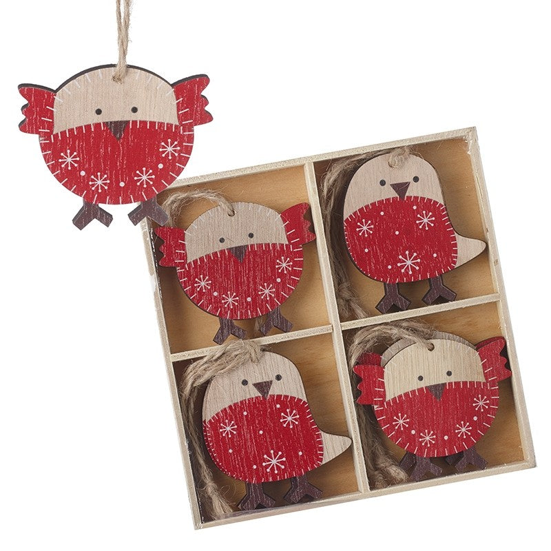 Wooden Robins Hanging Decorations