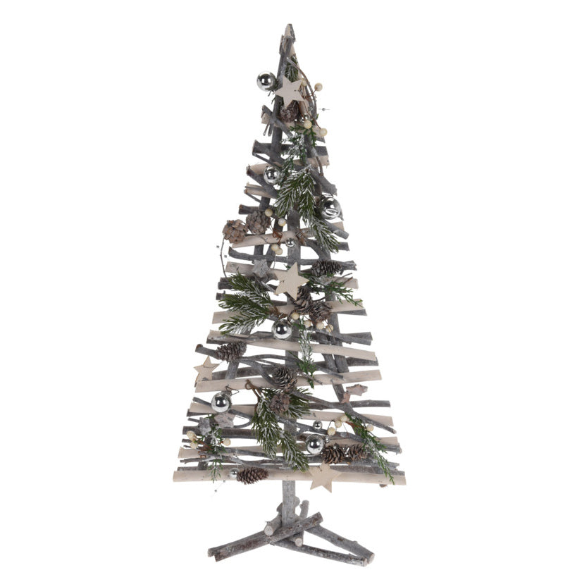 Wooden Christmas Tree with Pinecones Light, 70cm
