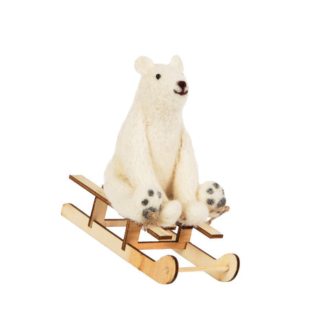 Woolly Sledging Polar Bear Christmas Decoration